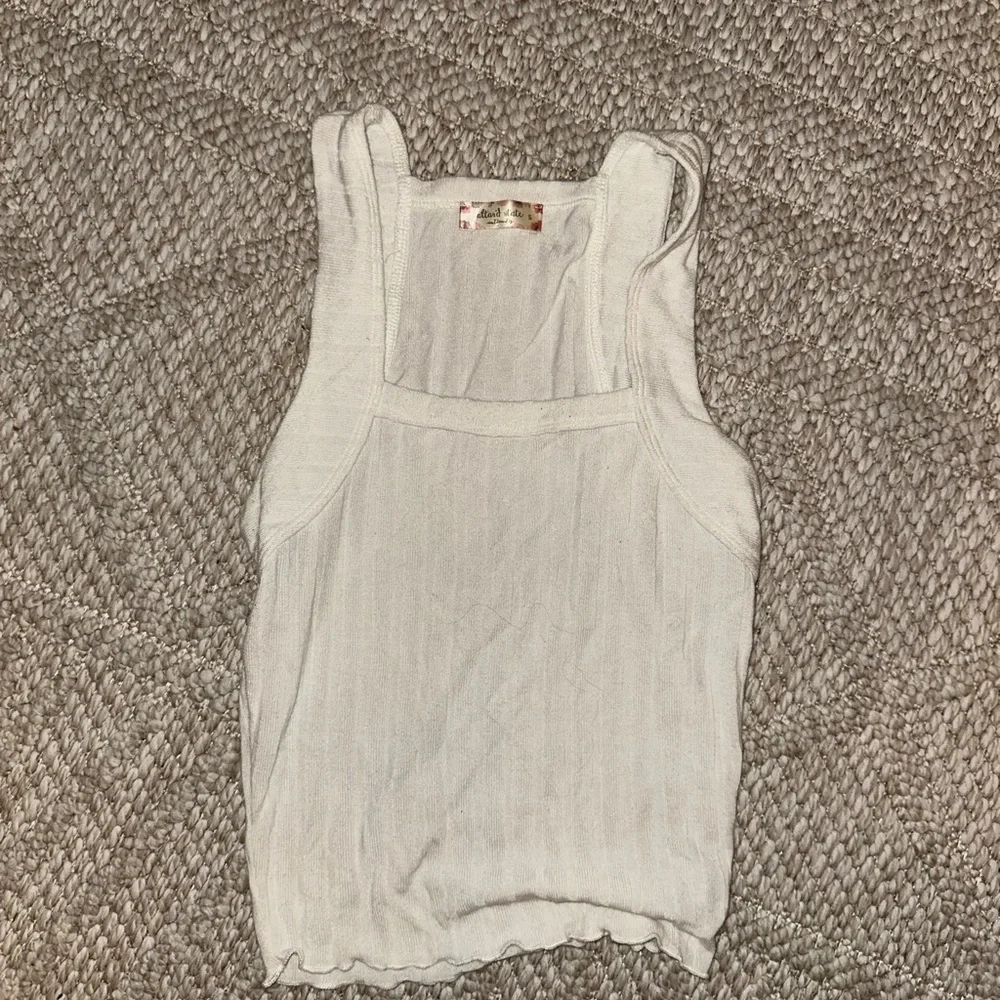 Altar'd State Cream Ribbed Tank Top - Picture 1 of 2